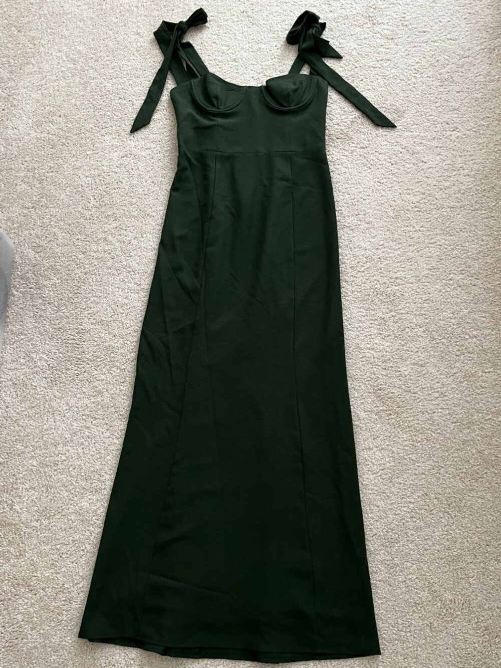 NWOT Park & Fifth Harlowe Midi Dress in Dark Olive XS Tie Shoulder